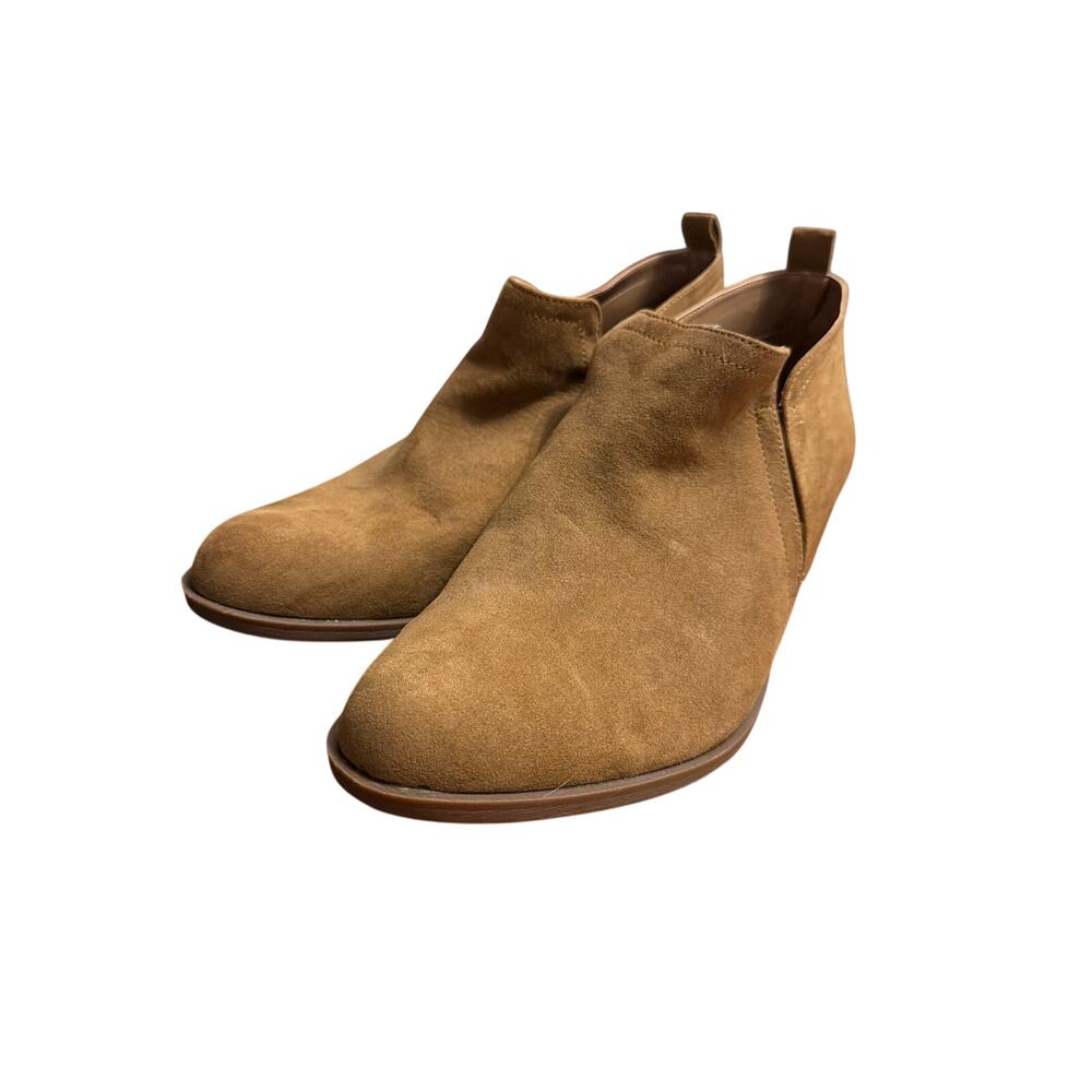 Torrid Women's Tan Beige V-Cut Ankle Bootie Side Zip Size 11 WW Wide Width